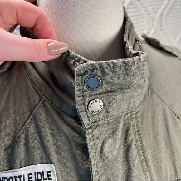 JACK & JILL Olive Green Military/Utility Cargo Long Sleeve Zip Jacket sz Small - Picture 4 of 14